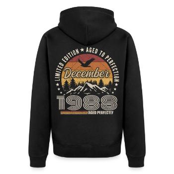 Décembre 1988 Édition Originale Cadeau décembre  - Veste à capuche bio Premium Unisexe - noir - Dos - Nico (187cm)