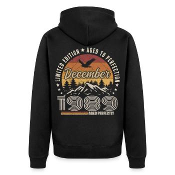 Décembre 1989 Édition Originale Cadeau décembre  - Veste à capuche bio Premium Unisexe - noir - Dos - Nico (187cm)