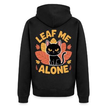 Katze Herbst Lustig Lass Mich Alleine - Unisex Premium Bio Zip Hoodie - Schwarz - Hinten - Nico (187cm)