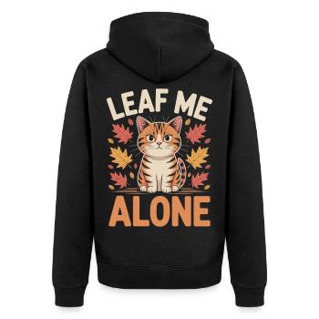 Katze Herbst Lustig Lass Mich Alleine - Unisex Premium Bio Zip Hoodie - Schwarz - Hinten - Nico (187cm)