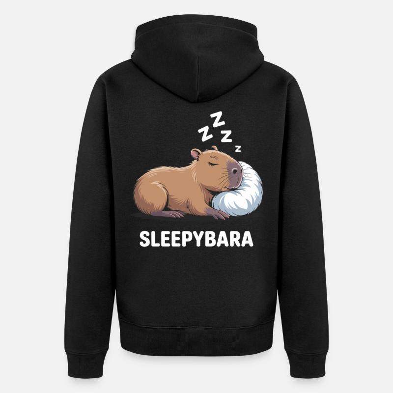 Sleepybara Capybara Dormir - Veste à capuche bio Premium Unisexe - noir