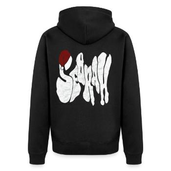 Savage "SEBRAH" Graffiti Font Marble - Unisex Premium Organic Zip Hoodie - black - Back - Nico (187cm)