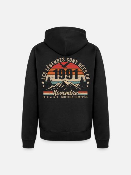Awesome since November 1991 | November 1991 - Unisex Premium Organic Zip Hoodie - black