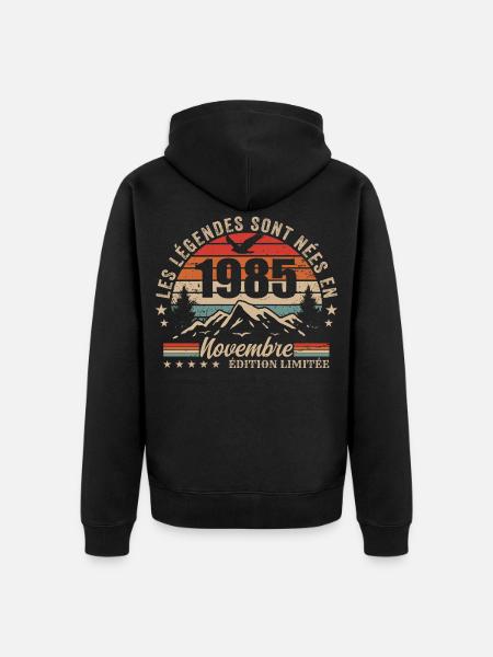 génial depuis novembre 1985 | novembre 1985 - Veste à capuche bio Premium Unisexe - noir