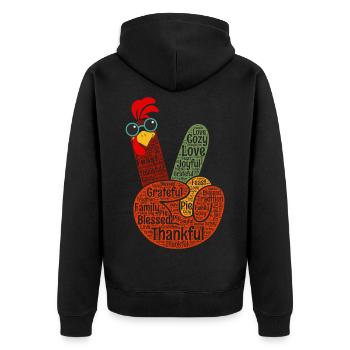 Grateful Peace Sign Hand - Unisex Premium Organic Zip Hoodie - black - Back - Nico (187cm)
