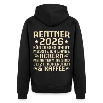 Rentner 2026 Lustiges Kollege Abschied - Unisex Premium Bio Zip Hoodie - Schwarz - Hinten - Nico (187cm)