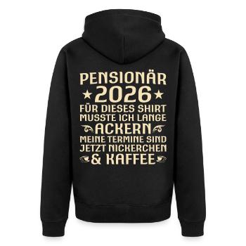 Pensionär 2026 Lustiges Kollege Abschied - Unisex Premium Bio Zip Hoodie - Schwarz - Hinten - Nico (187cm)