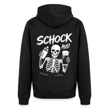 Shock Off! Skeleton Shock Cutlery Dice Shock - Unisex Premium Organic Zip Hoodie - black - Back - Nico (187cm)