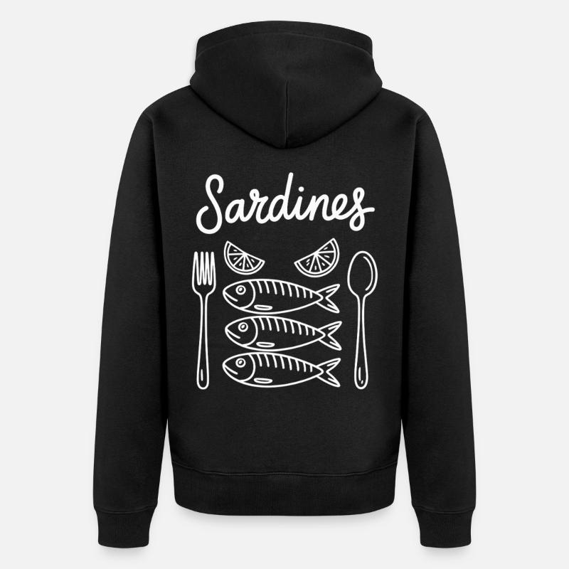 Ligne de sardines avec couverts - Veste à capuche bio Premium Unisexe - noir