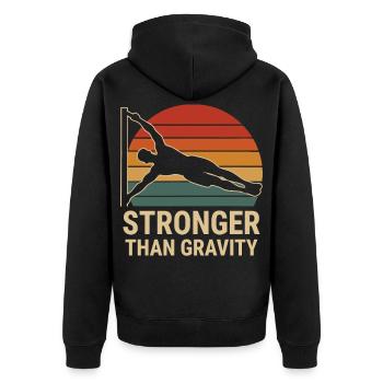 Stronger Than Gravity Calisthenics Fitness Gym - Unisex Premium Organic Zip Hoodie - black - Back - Nico (187cm)