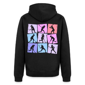 Joueur de hockey sur gazon, hockey féminin pour enfants - Veste à capuche bio Premium Unisexe - noir - Dos - Nico (187cm)