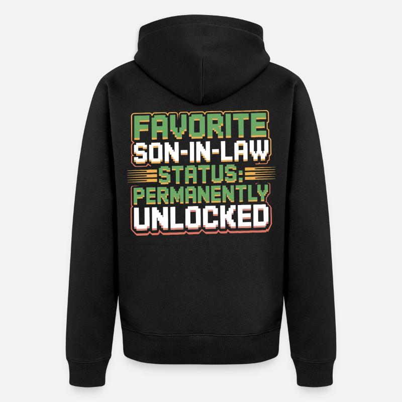 Schwiegermutter Retro Lustiger Schwiegervater - Unisex Premium Bio Zip Hoodie - Schwarz