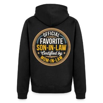 Schwiegersohn Zertifizierte Mutter Lustige Familie - Unisex Premium Bio Zip Hoodie - Schwarz - Hinten - Nico (187cm)