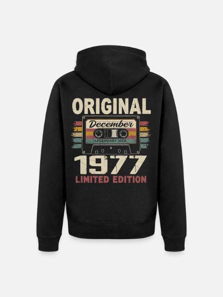 Cadeau D'anniversaire Décembre 1977 - Veste à capuche bio Premium Unisexe - noir
