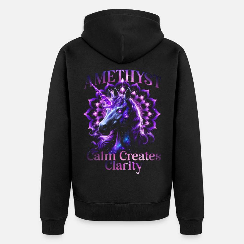 Pierre de naissance Améthyste de février - Veste à capuche bio Premium Unisexe - noir