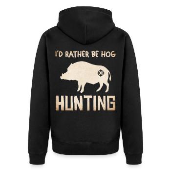 Wild Boar Hunting Silhouette - Unisex Premium Organic Zip Hoodie - black - Back - Nico (187cm)