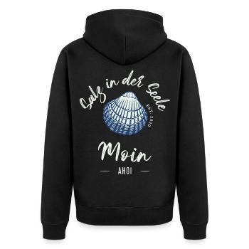 Salt in the Soul | Hello - Unisex Premium Organic Zip Hoodie - black - Back - Nico (187cm)