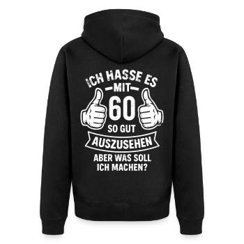 Je déteste avoir l’air si bien à 60 ans - en disant - Veste à capuche bio Premium Unisexe - noir - Dos - Nico (187cm)