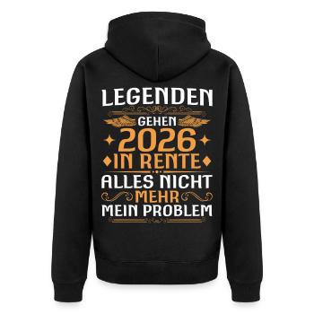 Retraité 2025 Collègue de travail Legend retraité - Veste à capuche bio Premium Unisexe - noir - Dos - Nico (187cm)
