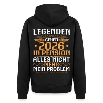 Pensionär 2026 Arbeitskollege Legende in Pension - Unisex Premium Bio Zip Hoodie - Schwarz - Hinten - Nico (187cm)