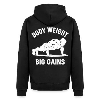 Poids corporel Grands gains Gymnastique suédoise Fitness Gym - Veste à capuche bio Premium Unisexe - noir - Dos - Nico (187cm)