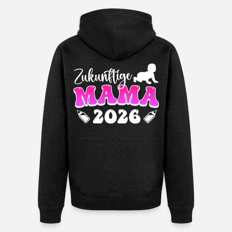 FUTURE MAMAN 2026 Bientôt Maman Drôle - Veste à capuche bio Premium Unisexe - noir