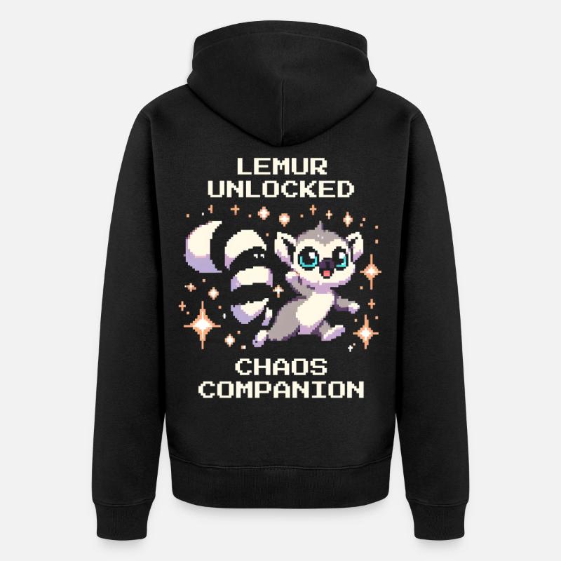 Lémurien débloqué | Compagnon du Chaos, RPG - Veste à capuche bio Premium Unisexe - noir