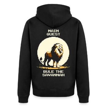 Quête principale : Régner sur la savane | Lion Wilderness - Veste à capuche bio Premium Unisexe - noir - Dos - Nico (187cm)