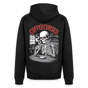 Kaffee Verfluchtes Skelett Brauen Gruseliges Halloween - Unisex Premium Bio Zip Hoodie - Schwarz - Hinten - Nico (187cm)