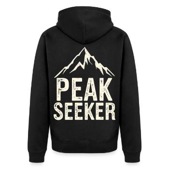 Motif chasseur de sommets Peak Seeker - Veste à capuche bio Premium Unisexe - noir - Dos - Nico (187cm)