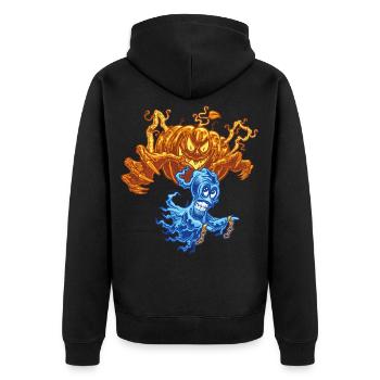 🎃Haunted Pumpkin Ghost Hunter 👻 - Unisex Premium Organic Zip Hoodie - black - Back - Nico (187cm)
