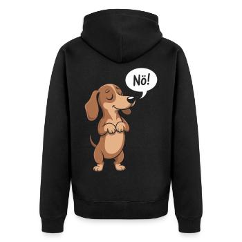Dachshund Cartoon Nope Funny Dog Saying - Unisex Premium Organic Zip Hoodie - black - Back - Nico (187cm)