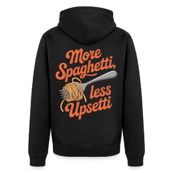 More Spaghetti Less Upsetti - Unisex Premium Organic Zip Hoodie - black - Back - Nico (187cm)
