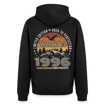Décembre 1996 Édition Originale Cadeau décembre  - Veste à capuche bio Premium Unisexe - noir - Dos - Nico (187cm)