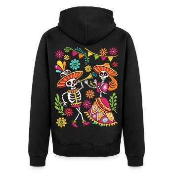 Tête de Mort Mexicaine Sugar Skull Dia de Muertos - Veste à capuche bio Premium Unisexe - noir - Dos - Nico (187cm)