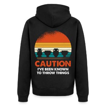 Retro Sonnenuntergang Töpfe - Unisex Premium Bio Zip Hoodie - Schwarz - Hinten - Nico (187cm)