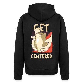 Moment café centré - Veste à capuche bio Premium Unisexe - noir - Dos - Nico (187cm)