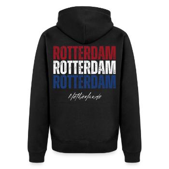 Rotterdam, Pays-Bas, fierté néerlandaise - Veste à capuche bio Premium Unisexe - noir - Dos - Nico (187cm)