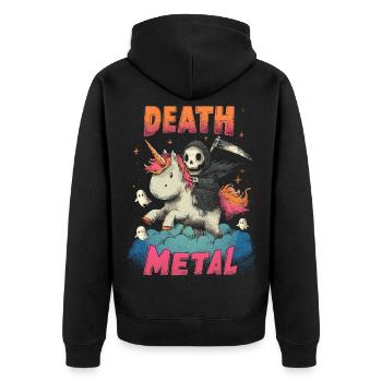 Einhorn Metal - Unisex Premium Bio Zip Hoodie - Schwarz - Hinten - Nico (187cm)