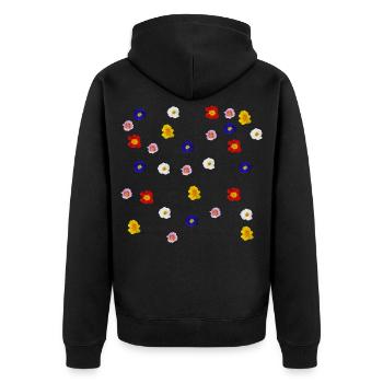 Primeln - Unisex Premium Bio Zip Hoodie - Schwarz - Hinten - Nico (187cm)