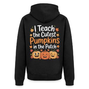 Süße Kürbisse im Herbst Lehrerin - Unisex Premium Bio Zip Hoodie - Schwarz - Hinten - Nico (187cm)
