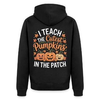Süße Kürbisse im Herbst Lehrerin - Unisex Premium Bio Zip Hoodie - Schwarz - Hinten - Nico (187cm)