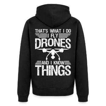 Lustige Drohne für Männer Frauen Drohnenpilot Fliegen - Unisex Premium Bio Zip Hoodie - Schwarz - Hinten - Nico (187cm)