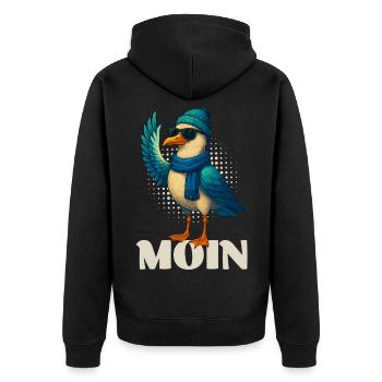 Cool Seagull - Moin - Unisex Premium Organic Zip Hoodie - black - Back - Nico (187cm)