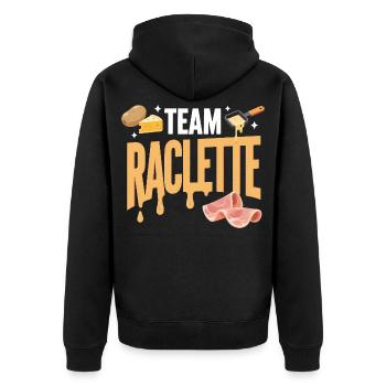 Team Raclette Funny Mountain Winter Gift - Unisex Premium Organic Zip Hoodie - black - Back - Nico (187cm)