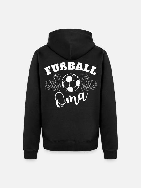 Fußball Oma Herzdesign - Unisex Premium Bio Zip Hoodie - Schwarz