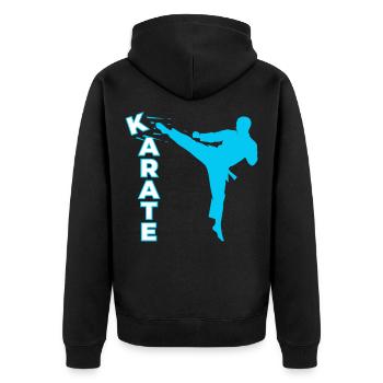 Karaté, Karaté Combattant, Arts martiaux, Karaté Kick - Veste à capuche bio Premium Unisexe - noir - Dos - Nico (187cm)