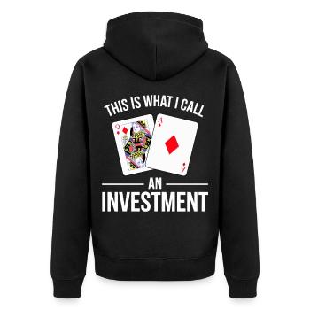 Blackjack Saying Design - Unisex Premium Organic Zip Hoodie - black - Back - Nico (187cm)