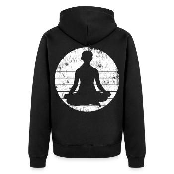 Yogi Sketch - Unisex Premium Bio Zip Hoodie - Schwarz - Hinten - Nico (187cm)