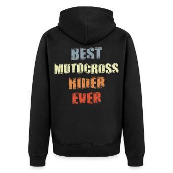 Bester Motocross Fahrer aller Zeiten - Unisex Premium Bio Zip Hoodie - Schwarz - Hinten - Nico (187cm)